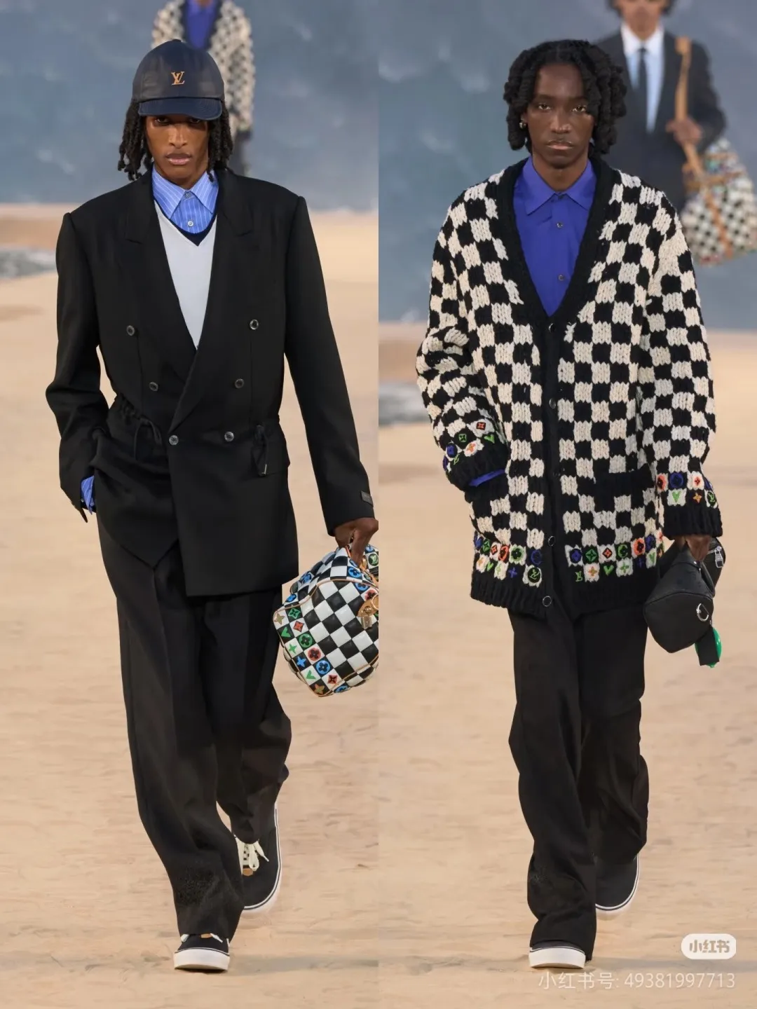 Louis Vuitton/Louis Vuitton colorful checkerboard knitted sweater cardigan